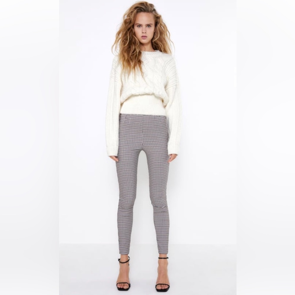 ZARA PLAID CIGARETTE PANTS